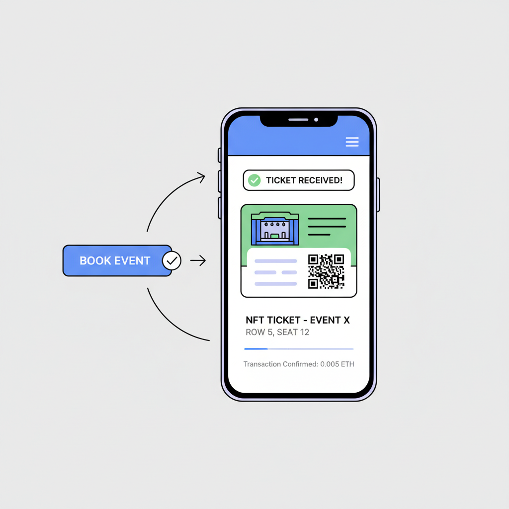 receiving NFT ticket proof in crypto wallet after booking
